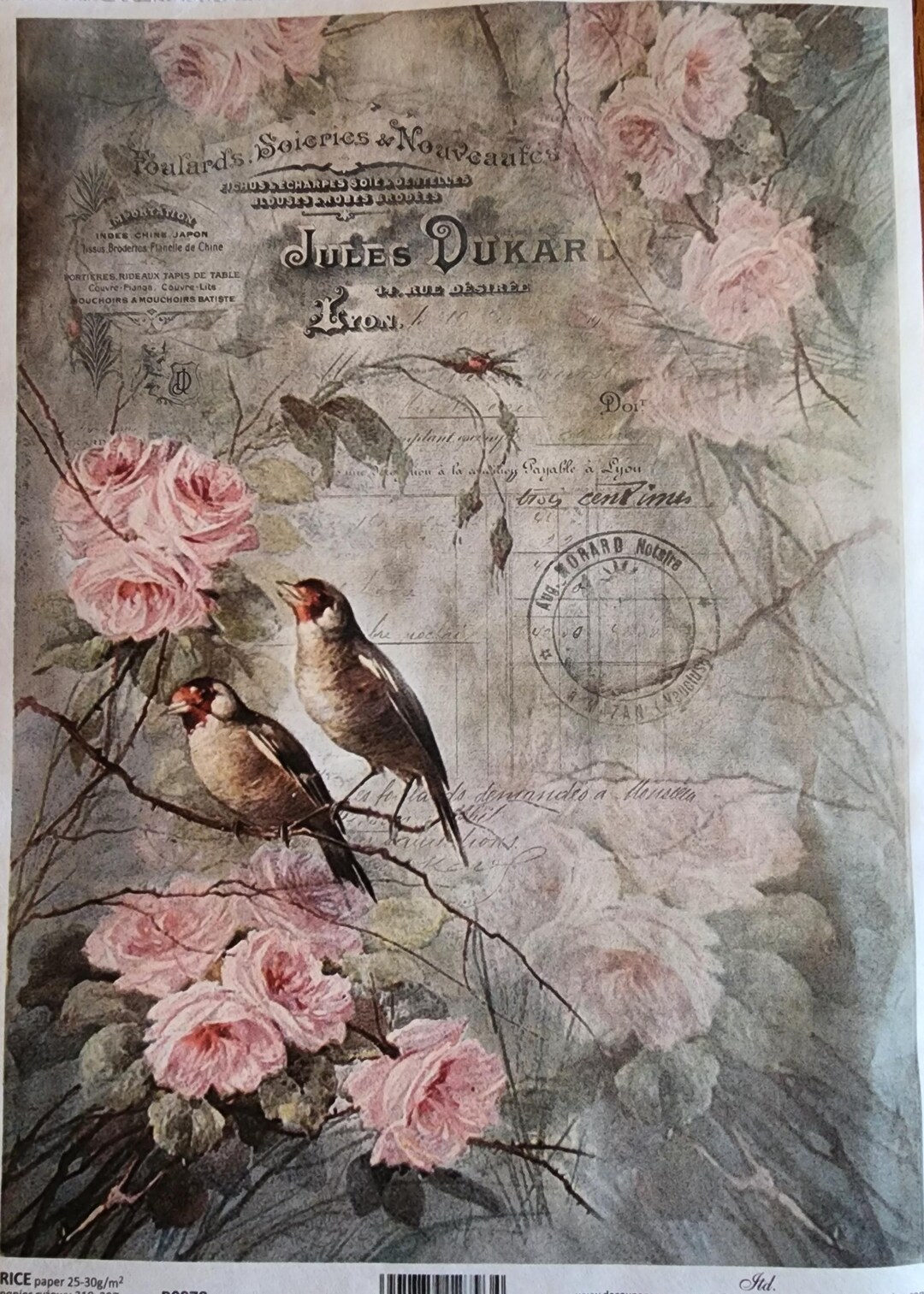 A4 Rice Paper *birds Perching* Mulberry Paper, Great for Decoupage ...