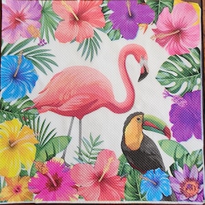 Decoupage Paper Napkins *Colorful Flamingo* Paper Napkins, Great for Decoupage, Scrapbooking, Paper Crafts *2 Napkin Set*