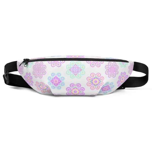 Colorful Hmong Inspired Patterns (Larger Design) - White Fanny Pack