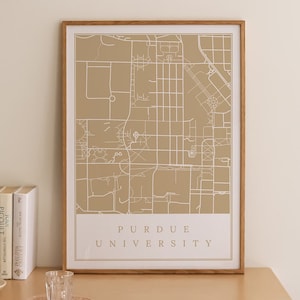 Purdue map print, Purdue University gift, Purdue campus map, West Lafayette map printable poster, Gift for college graduate Digital download