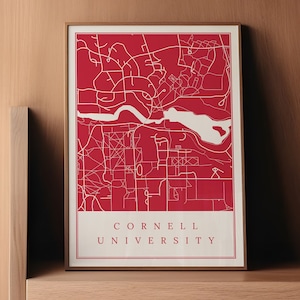 Cornell map print, Cornell University gift, Cornell campus map, Ithaca NY map printable poster, Gift for college graduate Digital download