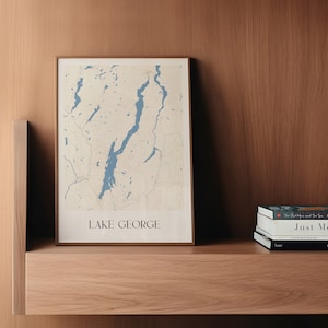Lake George Map Poster, Map of Lake George, Upstate New York gift idea, Adirondacks map, Lake house decor, Nautical gift, Printable map