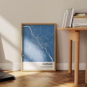 Warsaw Map Printable, Warszawa Blueprint Map, Custom Map Art, Personalized Map Print Poland Housewarming Gift, Office Decor Digital Download