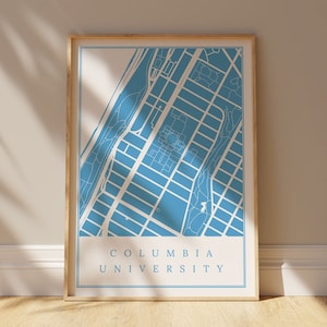 Columbia-kaartafdruk, Columbia University-cadeau, Columbia-campuskaart, afdrukbare poster New York-kaart, cadeau voor afgestudeerde digitale download