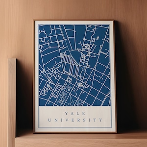 Impresión de mapas de Yale, regalo de arte de la Universidad de Yale, campus de Yale, cartel imprimible del mapa callejero de New Haven CT, regalo para graduados universitarios, descarga digital