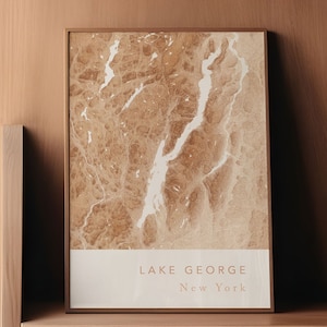 Lake George Map Poster, Map of Lake George, Upstate New York gift idea, Adirondacks map, Lake house decor, Nautical gift, Printable map