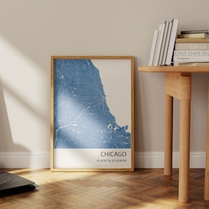 Chicago City Map Printable, City Blueprint Map, Custom Map Art, Custom Map Print, Housewarming Gift, Office Decor Digital Download