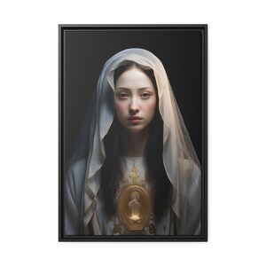 Our Lady of Akita - Matte Canvas Art Print, Black Pinewood Frame, Ready To Hang