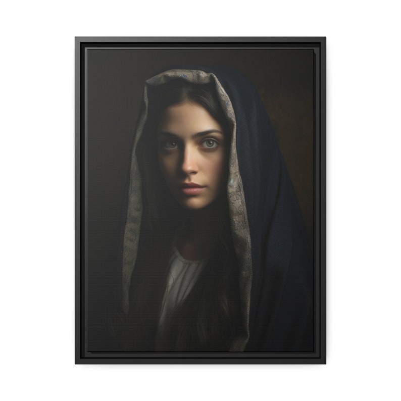 Our Lady of Lourdes Matte Canvas Art Print, Black Pinewood Frame, Ready ...