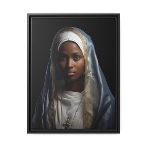 Our Lady of Kibeho - Matte Canvas Art Print, Black Pinewood Frame, Ready To Hang