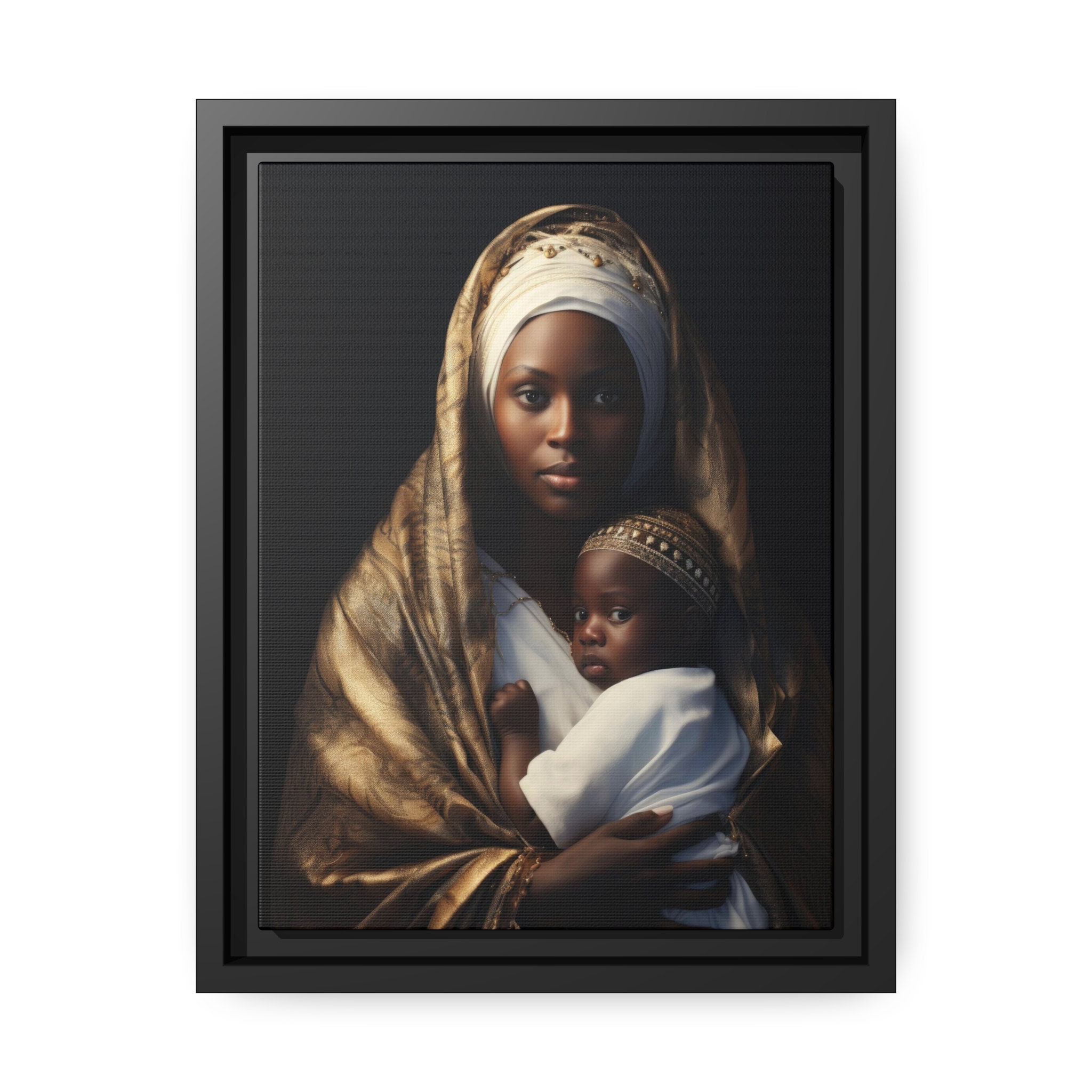 Our Lady of Kibeho Canvas Print - Black Pinewood Frame, Ready to Hang