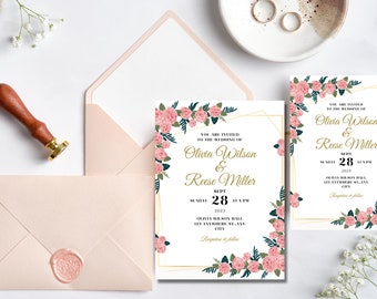 Minimalist Wedding Invitation Template | Editable Minimalist Wedding Invite | Modern Wedding Invite |  Wedding Invitation | her wedding