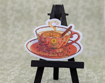 Tea Cup Vinyl Sticker