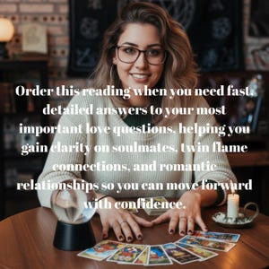 May include: A mystical scene with candles, books, and a purple cloth. The text reads "5 Question Reading, Accurate, Same Hour". Five stars are displayed below the text. 5 Question Reading: Same Hour - Detailed Psychic Insights into Love, Soulmate, Twin Flame, Romantic Relationships for Clarity and Guidance.