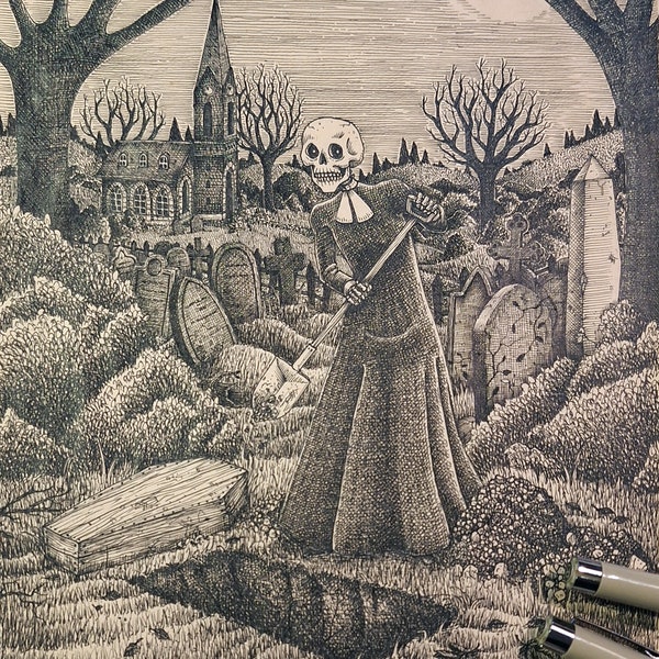 Original drawing "PRIESTER OF DEATH"