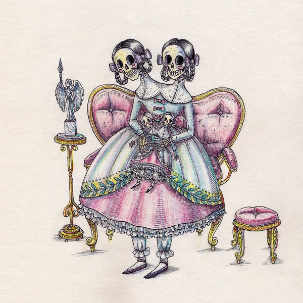 Original drawing "SIAMESE TWINS + DOLL"