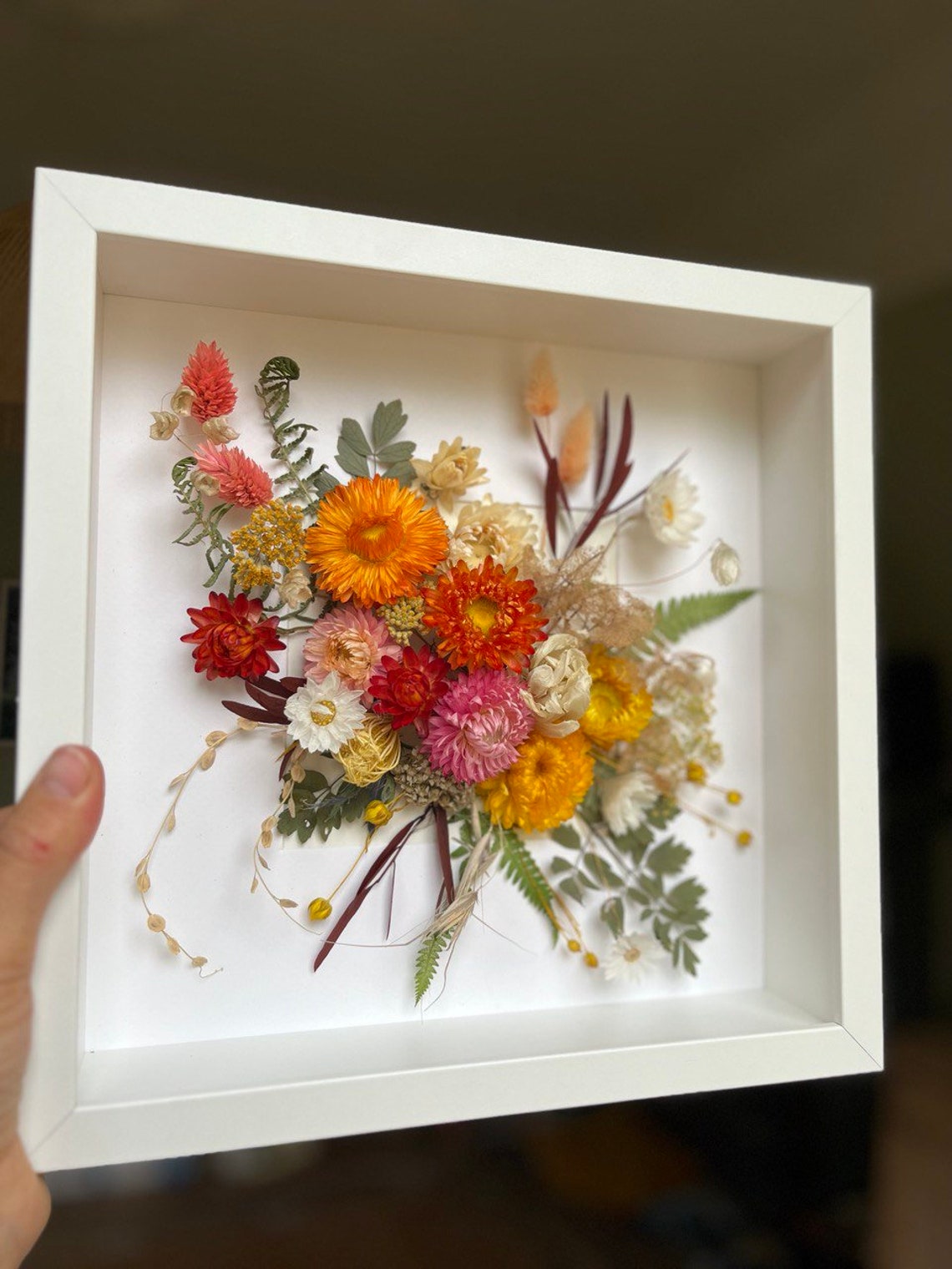 Frame With Dry Flowers Etsy