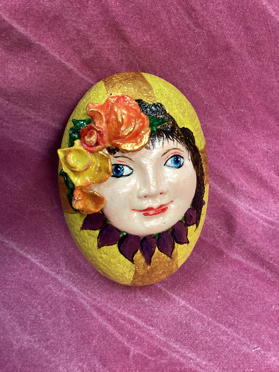 GARDEN GIRL Painted ROCK - Etsy
