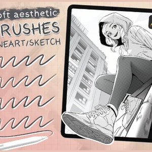 Procreate Aesthetic LineArt Brushes, Procreate Portrait Brushes, Procreate Brushes, Procreate Lineart Brush Set, Digital Art, Digital Sketch