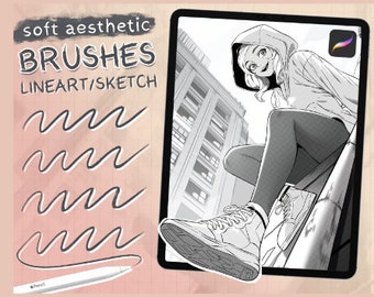 Procreate Aesthetic LineArt Brushes, Procreate Portrait Brushes, Procreate Brushes, Procreate Lineart Brush Set, Digital Art, Digital Sketch