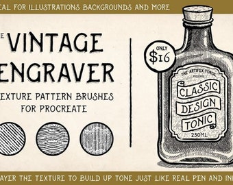 Vintage Engraver - Procreate Brushes - ipad Brushes, Digital Brushes,Font for Procreate, Procreate Art, Procreate Pixel Art, Brush Procreate