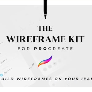 May include: The Wireframe Kit for Procreate, a digital design tool for creating wireframes on an iPad. The image shows a stylized rainbow brush stroke and the text "BUILD WIREFRAMES ON YOUR IPAD".