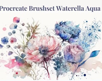 Procreate Brushes Waterella - Watercolor Aqua, Procreate Brushes, Digital Brushes, Procreate Art, Procreate Stamps, Procreate Texture