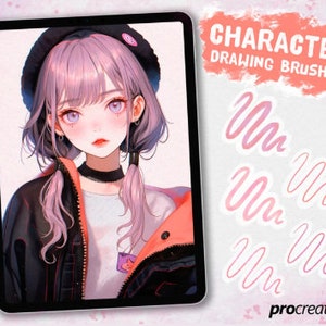 Procreate Aesthetic Character Drawing Brushes, Procreate Portrait Brushes, Procreate Brushes, Procreate Lineart Brush Set, Digital Art