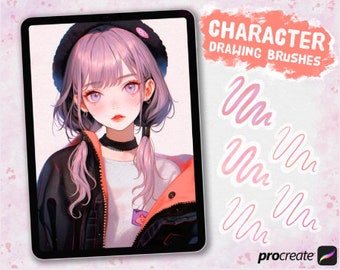 Procreate Aesthetic Character Drawing Brushes, Procreate Portrait Brushes, Procreate Brushes, Procreate Lineart Brush Set, Digital Art