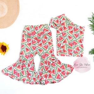 Wassermelonen-Schlagböden mit einschulterigem Neckholder-Oberteil/Wassermelonen-Geburtstags-Outfit/Baby-Wassermelonen-Outfit