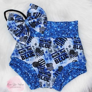 Back The BLUE Bummies/Baby Shorts/Thin Blue Line Law Enforcement Bummies/Newborn-Toddler Back the Blue Shorties/Diaper Cover/Bloomers