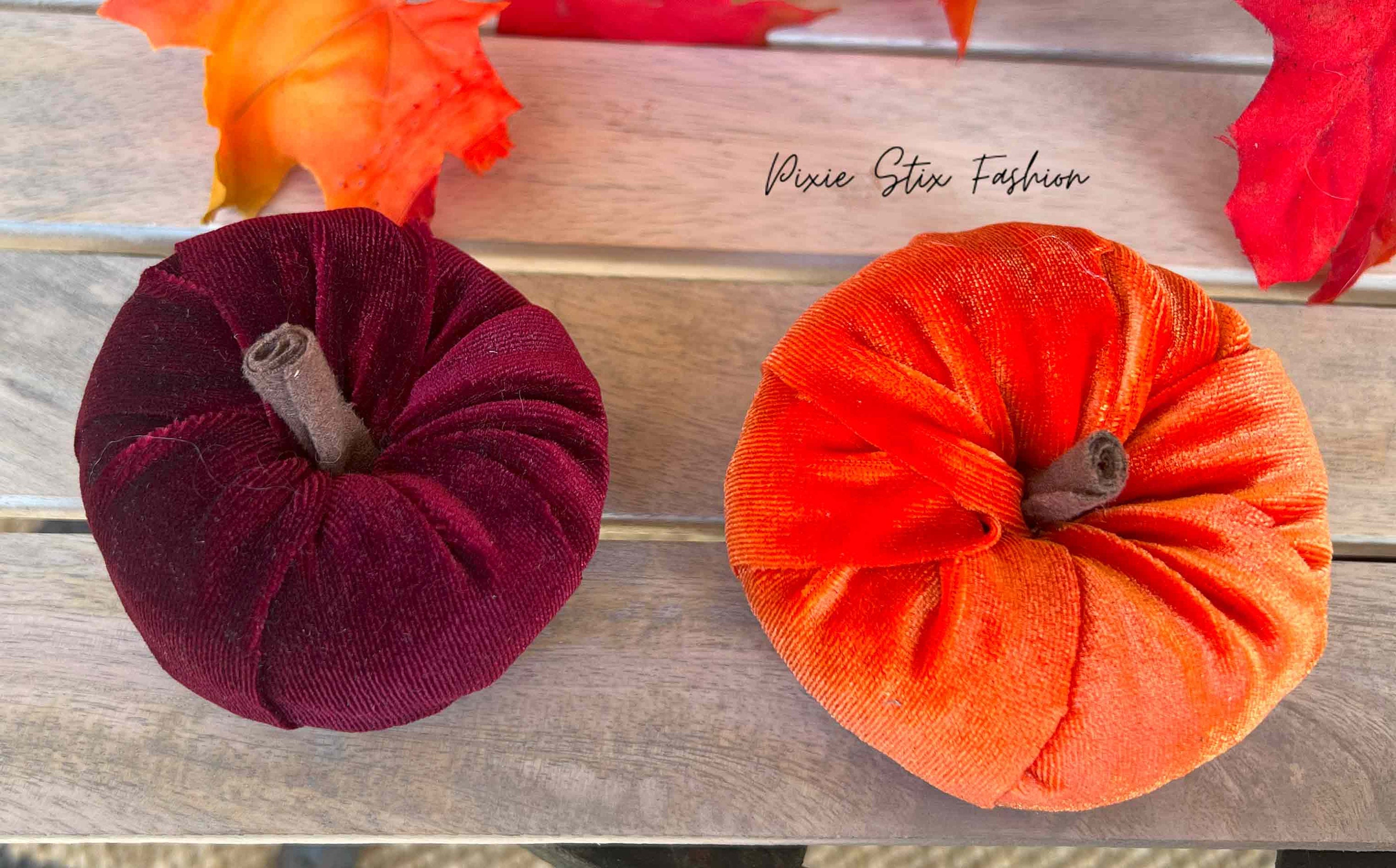 Banded Velvet Hair Ribbon Autumn Pumpkin