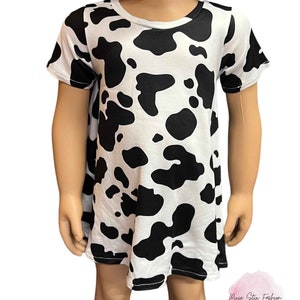 Cowgirl Dress/Baby Girl Cow Spots Dress/Western Dress/Cow Print Dress/Summer Dress/Baby-Toddler Dress/T-Shirt Dress/Birthday Dress