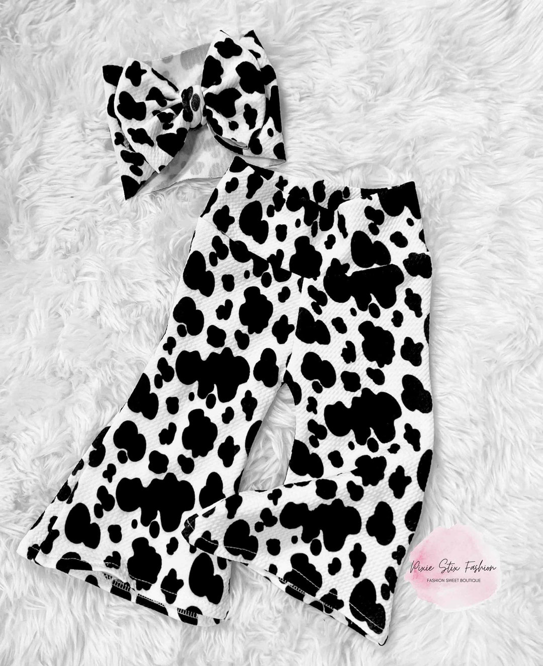 Baby Girl Cow Print Bell Bottoms/ Flare Leg Bell Bottoms/baby Girl Bell