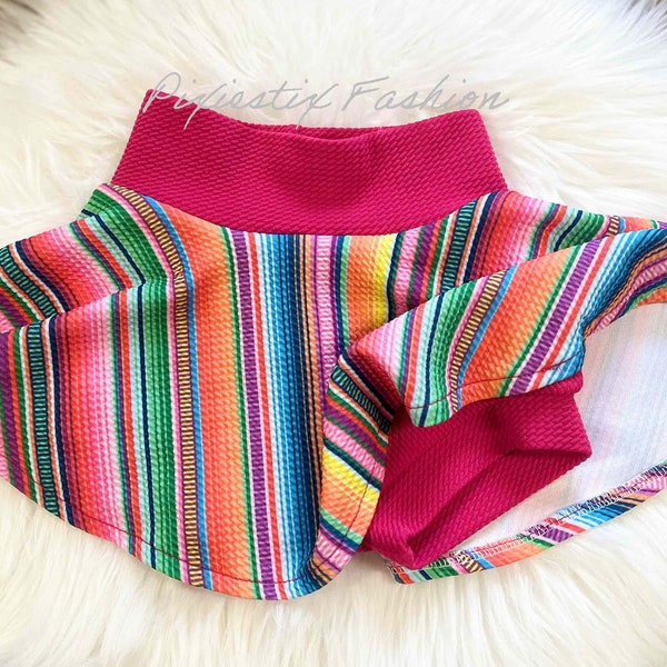 Serape Skirted Bummie/Baby Girl High Waisted Bummie Skirt/Mexican Serape Skirt Baby Girl/Cinco De Mayo Skirt