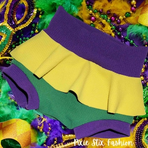 Mardi Gras Skort/Baby Girl Mardi Gras Skirt/Mardi Gras High Bummies/Mardi Gras Bow/Baby Girl Mardi Gras Skirt/Mardi Gras Bummies