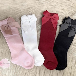 0/6 Month Baby Girl Socks/Coming Home Socks/Baby Girl Knee Socks/Baby Girl Bow Socks/Baby Girl Knee High Socks