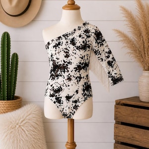 Baby Girl Cowhide One Shoulder Leotard/Western Fringe Cowgirl Outfit