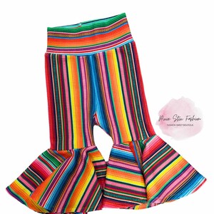 Mexican Serape Baby Girl Bell Bottoms/Infant-Toddler Serape Pants/Bell Bottoms/Cinco De Mayo Party/Taco Tuesday Baby Set/Rainbow Serape