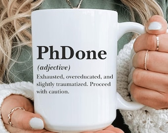 Regalo de graduación de doctorado, taza de investigación científica de doctorado, taza de anuncio de graduación, regalo de disertación para fiesta de graduación de doctorado, regalo para ella y él