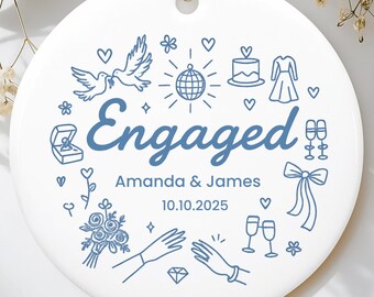 Aangepast verlovingscadeau voor koppels, gepersonaliseerd verlovingsornament kerstaandenken, eerste kerstverloofd ornament, verloofde kerst