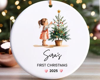 Adorno navideño para bebé niña, adorno navideño personalizado para bebé, primera Navidad del bebé, adorno personalizado para bebé, recuerdo navideño