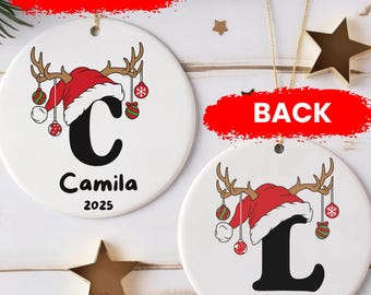 Buchstabe Namensverzierung, 2025 Familienverzierung, Benutzerdefinierte Anfangsverzierung, personalisierter Verzierungsname, Familienweihnachtsverzierung, Weihnachtsandenken Geschenk