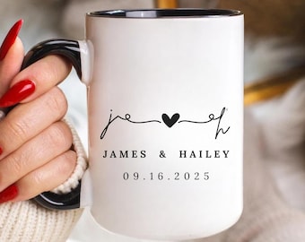 Personalized Mr & Mrs Coffee Mugs, Personalized Engagement Gifts, Custom Wedding Mugs, Wedding Gifts for Couple, Bridal Shower Gifts for Her