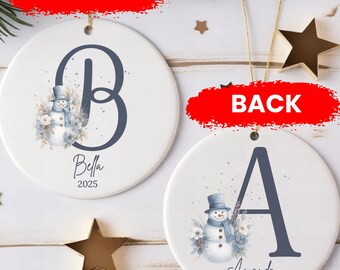 Buchstaben-Namensverzierung, personalisierter Verzierungsname, Monogramm-Alphabet-Verzierung, kundenspezifische Anfangsverzierung, Familien-Weihnachtsverzierung, Weihnachtsgeschenke