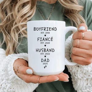 Personalized Fathers Day Mug, Custom Dad Est Gift for Dad, Our First Father&#39;s Day Gift from Wife, Dad EST Mug Gift for Husband, Papa Mug Cup