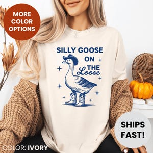 Retro Comfort Silly Goose Shirt, Silly Goose On The Loose, Funny Cowgirl Shirt, Funny Western Tee, Funny Graphic Tee, 90s Aesthetic T-Shirt