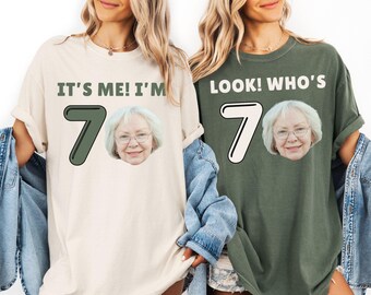 Personalized 70th Birthday Photo Shirt: Custom Face Party Tee, 70 Bday Picture T-Shirt, Name Matching Group Outfit, Best Birthday Favors