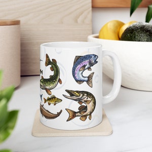 Fishing Coffee Mug, Fisherman Coffee Mug, Fishing Tea Cup, Fisherman Cup,  Gift for Fishing Lovers, Gift for Dad, Gift for Him 