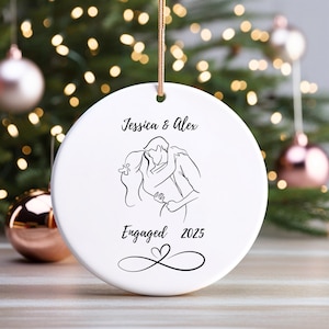 First Christmas Engaged Ornament, Personalized Engagement Gift for Couples, Custom Engagement Christmas Keepsake, Engaged Christmas Ornament